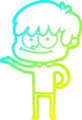 Obraz premium cold gradient line drawing happy cartoon man
