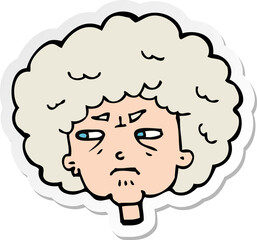 sticker of a cartoon bitter old woman