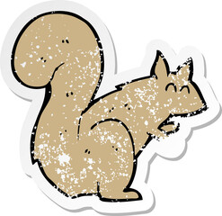 retro distressed sticker of a cartoon squirrel