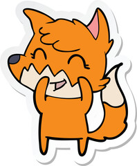 sticker of a happy cartoon fox