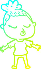 cold gradient line drawing cartoon calm woman