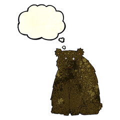 cartoon funny black bear with thought bubble