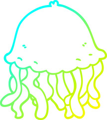 cold gradient line drawing cartoon jellyfish