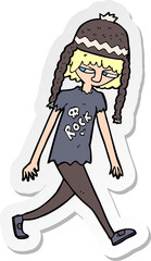 sticker of a cartoon sullen teenager