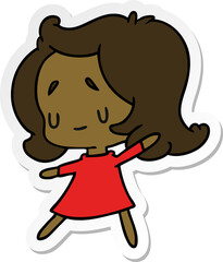 sticker cartoon of a cute kawaii girl
