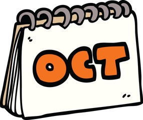 cartoon doodle calendar showing month of october