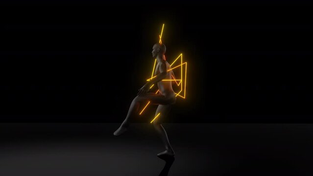 Ballet And Neons Dancing 3D Animation With Alpha Video