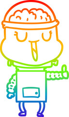 rainbow gradient line drawing happy cartoon robot