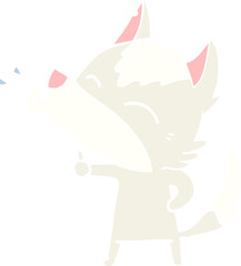 howling wolf flat color style cartoon