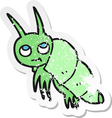 retro distressed sticker of a cartoon little bug