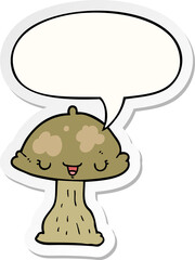 cartoon toadstool and speech bubble sticker