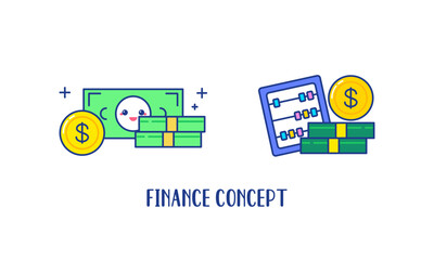 Fototapeta premium Cute Finance Concept with Line Vector