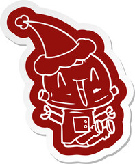 cartoon icon of a robot wearing santa hat