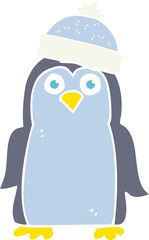 flat color illustration of a cartoon penguin