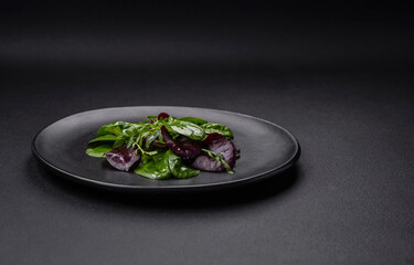 Delicious fresh salad consisting of spinach, chard, radicchio and red chart