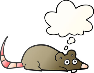 cartoon mouse and thought bubble in smooth gradient style