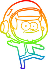 rainbow gradient line drawing happy astronaut cartoon