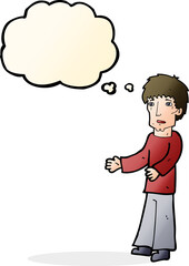 Fototapeta premium cartoon man explaining with thought bubble
