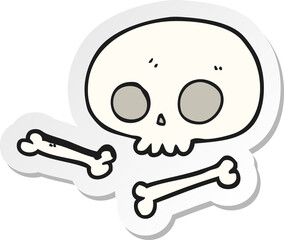 sticker of a cartoon skull and bones