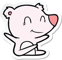 sticker of a smiling bear cartoon