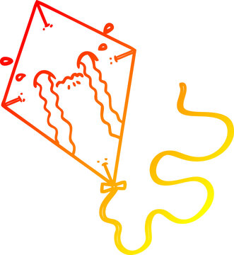 recommend clip art: warm gradient line drawing cartoon kite crying