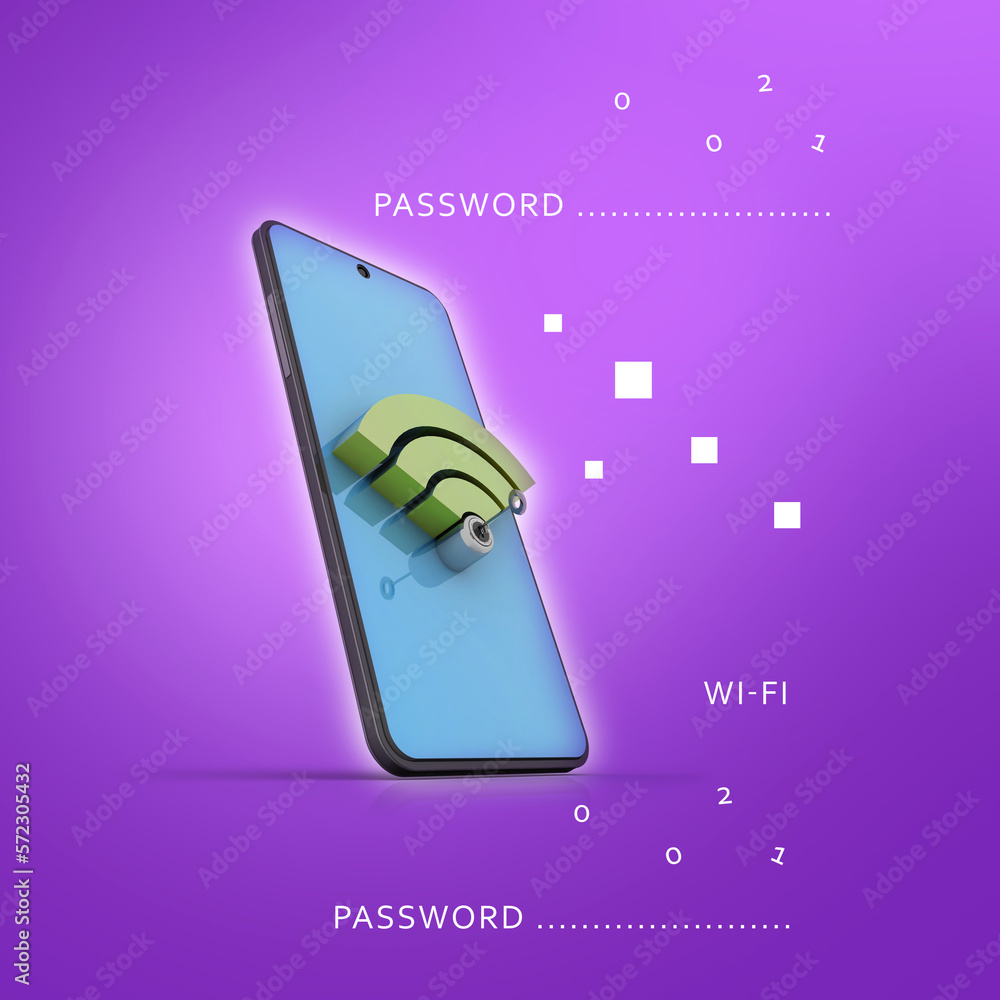 Poster 3d rendering transmitter mobile wifi