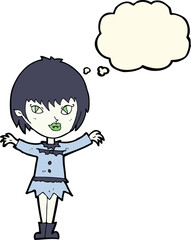 cartoon vampire girl with thought bubble