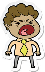 sticker of a cartoon furious man