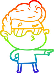 rainbow gradient line drawing cartoon cool guy