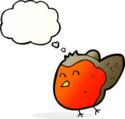 cartoon robin with thought bubble