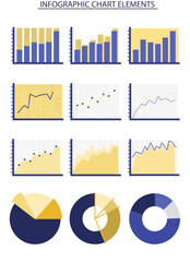 set of business graphs of infographic elements vector design template. workflow, diagrams, flowchart concepts, timelines, marketing