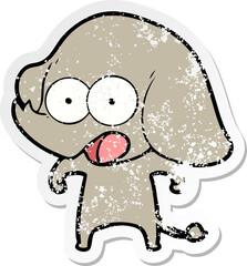 distressed sticker of a cute cartoon elephant