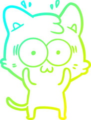 cold gradient line drawing cartoon surprised cat