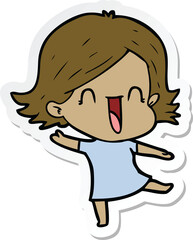 sticker of a cartoon laughing woman