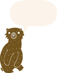 cartoon bear and speech bubble in retro style