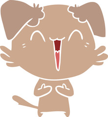 happy little flat color style cartoon dog laughing