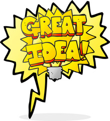 speech bubble cartoon GREAT IDEA! symbol