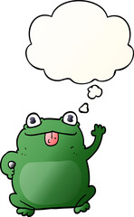 cartoon frog and thought bubble in smooth gradient style