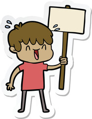 sticker of a cartoon laughing boy