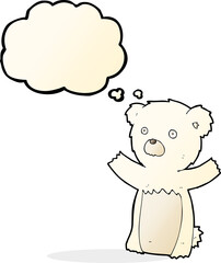 cartoon polar bear cub with thought bubble