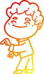 warm gradient line drawing cartoon friendly man