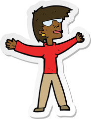 sticker of a cartoon woman wearing glasses