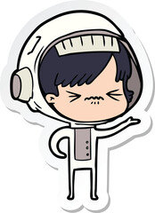 sticker of a angry cartoon space girl