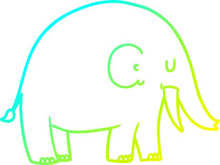 cold gradient line drawing cartoon elephant