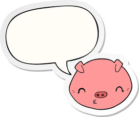 cartoon pig and speech bubble sticker