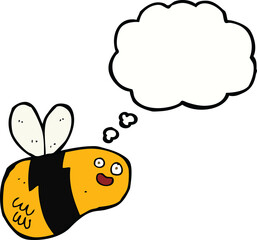 cartoon bee with thought bubble