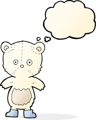 cartoon polar bear cub with thought bubble