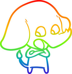 rainbow gradient line drawing cute cartoon elephant