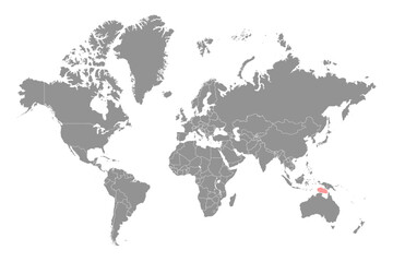 Arafura Sea on the world map. Vector illustration.