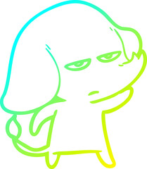 cold gradient line drawing annoyed cartoon elephant